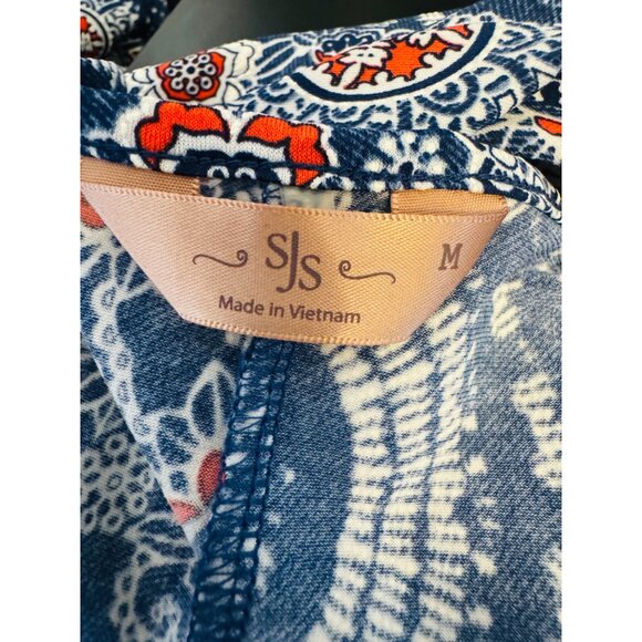 2/$25 SJS Medium Blue Bohemian Print A-Line Dress Medium Polyester/Spandex - Picture 3 of 11